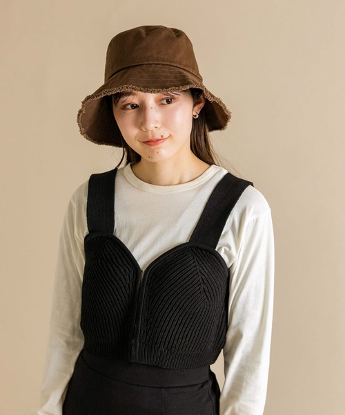 SMELLY（スメリー）の「ツイルフリンジバケットハット（ハット・レディース・ブラウン/ブラック/アイボリー・-）」の16枚目の写真