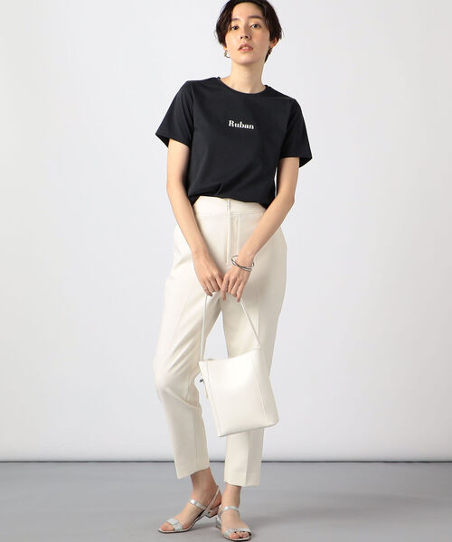 【NOLLEY'S 】プレーティング天竺ロゴプリントTシャツ　白 セール】プレーティング天竺ロゴプリントTシャツ（Tシャツ/カットソー