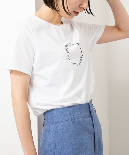 【NOLLEY'S 】プレーティング天竺ロゴプリントTシャツ　白 セール】プレーティング天竺ロゴプリントTシャツ（Tシャツ/カットソー