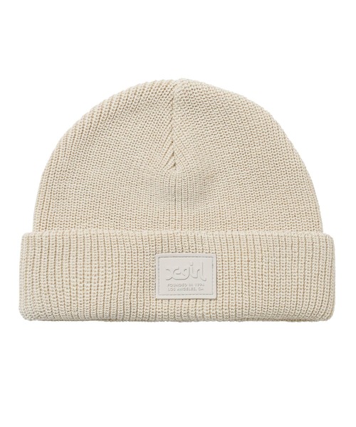 X-girl（エックスガール）の「RUBBER PATCH KNIT CAP（ニットキャップ/ビーニー・レディース・ライトブルー/ブラック/ベージュ・ONE SIZE）」の3枚目の写真