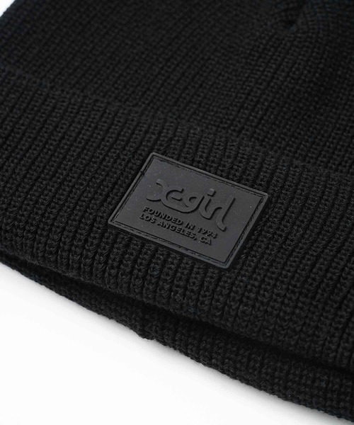 X-girl（エックスガール）の「RUBBER PATCH KNIT CAP（ニットキャップ/ビーニー・レディース・ライトブルー/ブラック/ベージュ・ONE SIZE）」の4枚目の写真