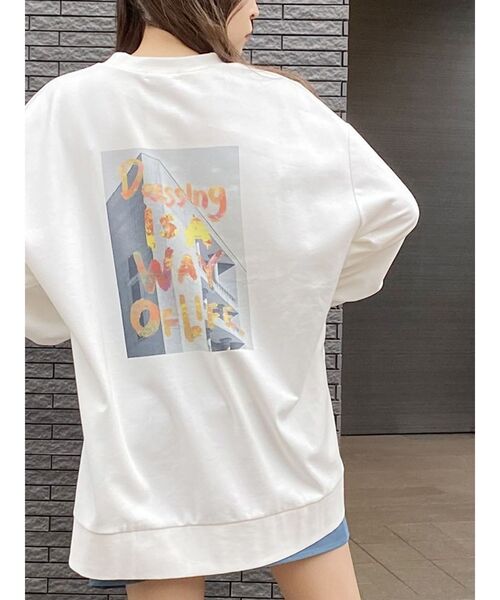 MURUA(ムルーア)の「サイドスリットロンT(Tシャツ/カットソー・レディース・グリーン/ホワイト・FREE)」の1枚目の写真