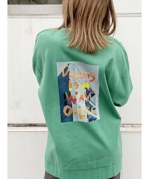MURUA(ムルーア)の「サイドスリットロンT(Tシャツ/カットソー・レディース・グリーン/ホワイト・FREE)」の2枚目の写真