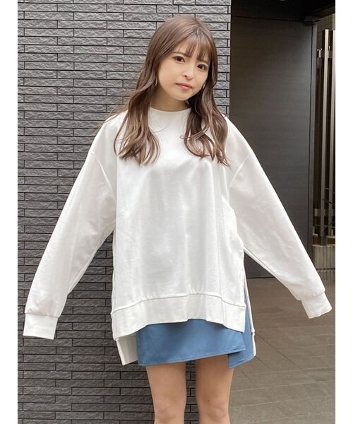 MURUA(ムルーア)の「サイドスリットロンT(Tシャツ/カットソー・レディース・グリーン/ホワイト・FREE)」の12枚目の写真