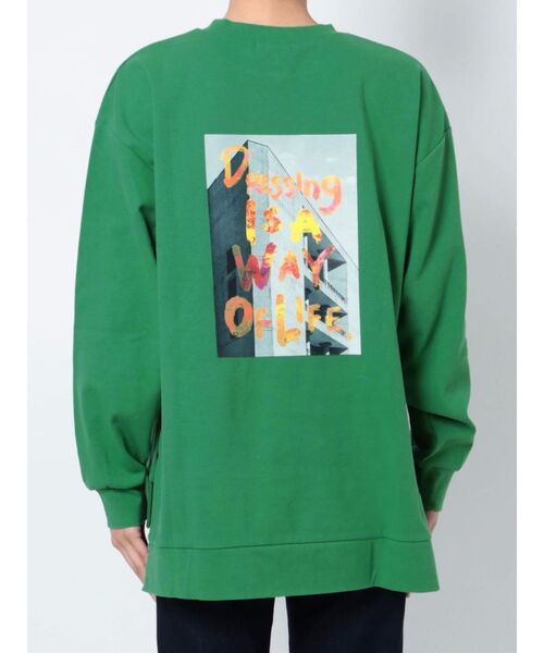 MURUA(ムルーア)の「サイドスリットロンT(Tシャツ/カットソー・レディース・グリーン/ホワイト・FREE)」の3枚目の写真