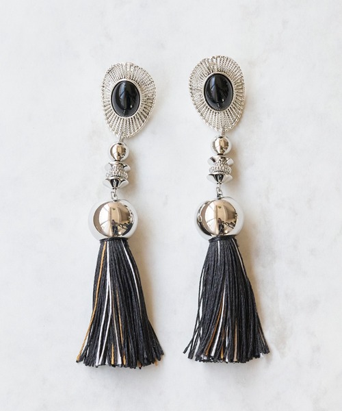 オーバルタッセルピアス/ellipse tassel（ピアス（両耳用））｜amplis