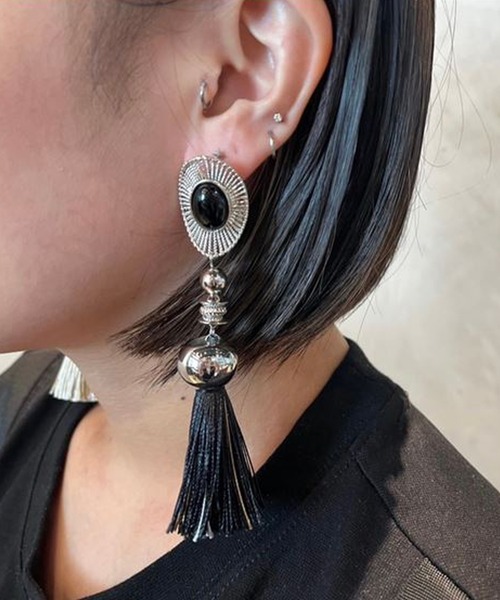 オーバルタッセルピアス/ellipse tassel（ピアス（両耳用））｜amplis
