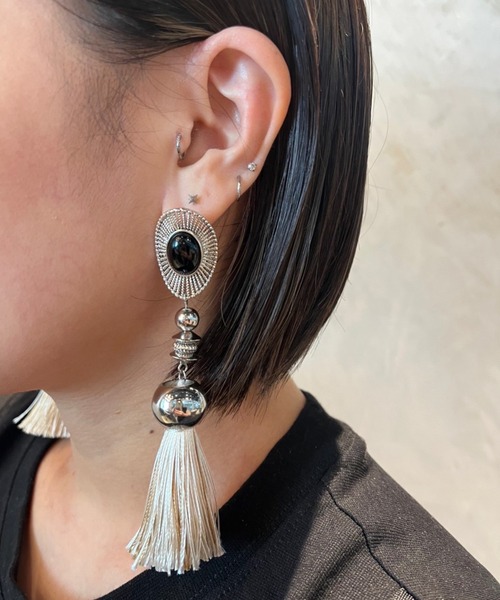 オーバルタッセルピアス/ellipse tassel（ピアス（両耳用））｜amplis
