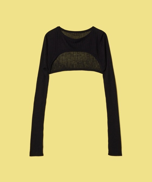 FOREVER 21（フォーエバー トゥエンティーワン）の「【POP】ボレロショートニット（ニット/セーター・レディース・オレンジ/ブラック/ライトグレー・FREE）」の2枚目の写真