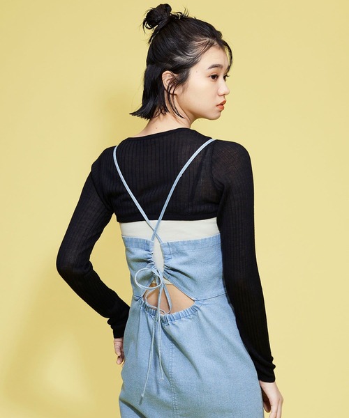 FOREVER 21（フォーエバー トゥエンティーワン）の「【POP】ボレロショートニット（ニット/セーター・レディース・オレンジ/ブラック/ライトグレー・FREE）」の8枚目の写真