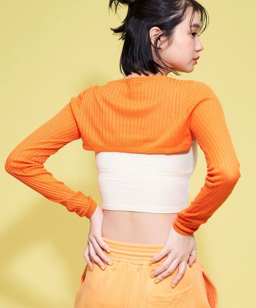 FOREVER 21（フォーエバー トゥエンティーワン）の「【POP】ボレロショートニット（ニット/セーター・レディース・オレンジ/ブラック/ライトグレー・FREE）」の9枚目の写真