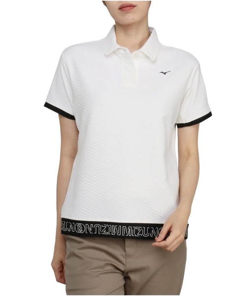 新品未使用　ミズノゴルフ　バイヤス柄センターライン半袖シャツ　ストレッチ MIZUNO GOLF（ミズノゴルフ）の「バイヤス柄センターライン半袖シャツ