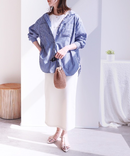 フード付ストライプシャツ（シャツ/ブラウス）｜reca（レカ）の