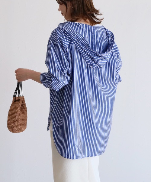 reca（レカ）の「フード付ストライプシャツ（シャツ/ブラウス）」 - WEAR