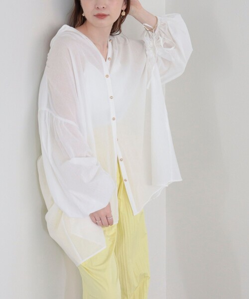 fredy emue（フレディエミュ）の「【fredyemueフレディエミュ】ドロストボリュームシャツブラウス（シャツ/ブラウス・レディース・レッド/サックスブルー/ブラック/オフホワイト/パープル・38）」の7枚目の写真