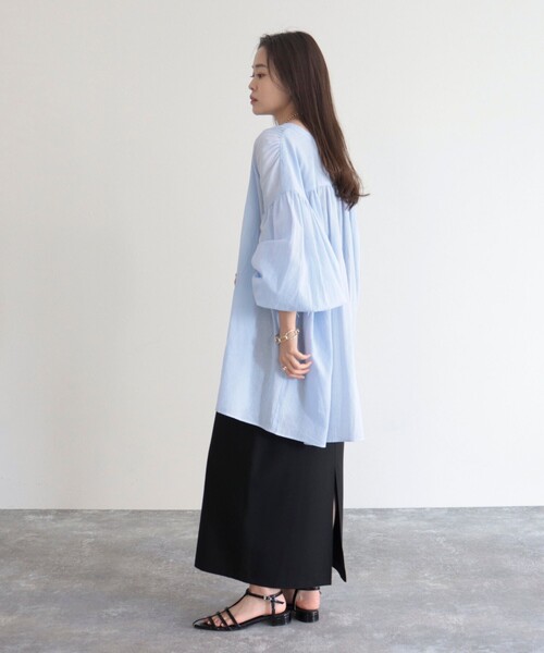 fredy emue（フレディエミュ）の「【fredyemueフレディエミュ】ドロストボリュームシャツブラウス（シャツ/ブラウス・レディース・レッド/サックスブルー/ブラック/オフホワイト/パープル・38）」の13枚目の写真