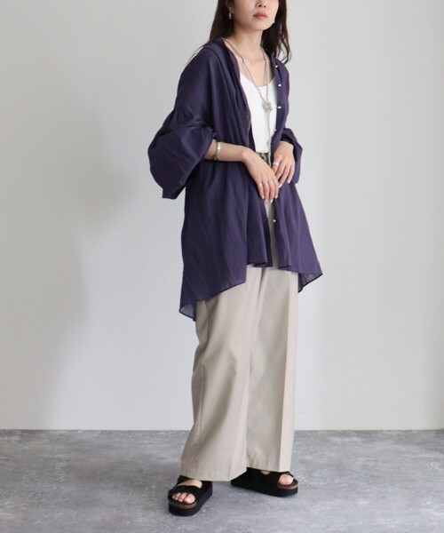 fredy emue（フレディエミュ）の「【fredyemueフレディエミュ】ドロストボリュームシャツブラウス（シャツ/ブラウス・レディース・レッド/サックスブルー/ブラック/オフホワイト/パープル・38）」の22枚目の写真