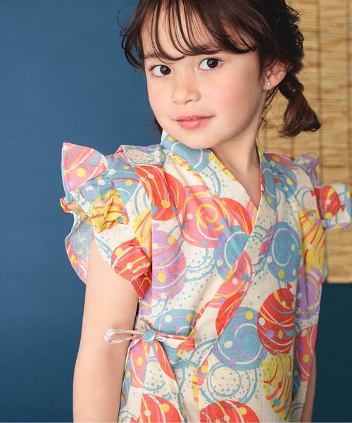 BREEZE（ブリーズ）の「【GIRLS/すっぽり着られる】花火&水風船柄甚平（浴衣・キッズ・レインボー/ラベンダー・80/90/100/110/120/130/140）」の15枚目の写真