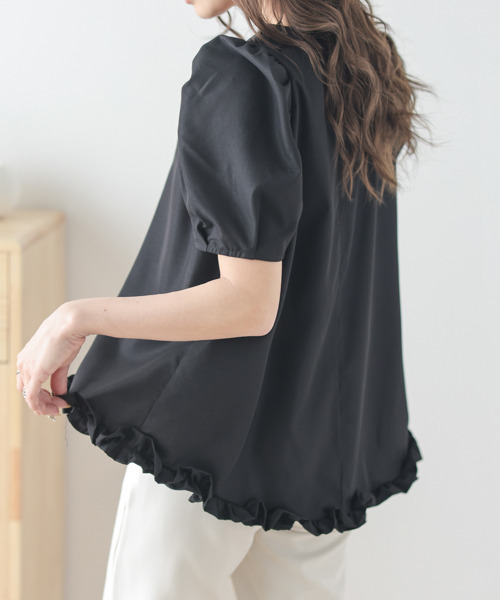 SUGAR BISKET(シュガービスケット)の「ヘムフリルトップス(Tシャツ/カットソー・レディース・ブラック/ホワイト/イエロー/ピンク・フリー)」の10枚目の写真