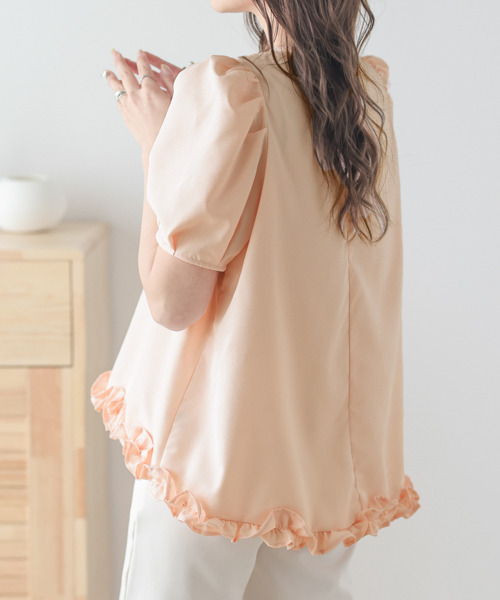 SUGAR BISKET(シュガービスケット)の「ヘムフリルトップス(Tシャツ/カットソー・レディース・ブラック/ホワイト/イエロー/ピンク・フリー)」の14枚目の写真