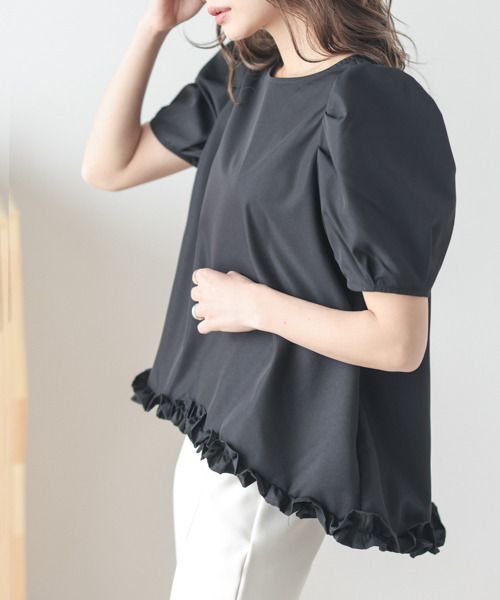 Sheller ステッチヘムフリルトップス Red 楽天市場】【半額クーポン対象】ヘムフリルトップス ブラウス