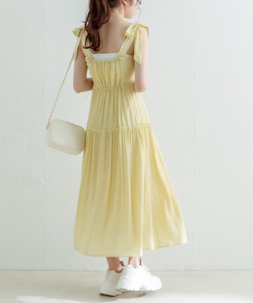 OLIVE des OLIVE(オリーブデオリーブ)の「【WEB・渋谷109店限定】リボンティアードキャミワンピース 1031090430(ワンピース・レディース・オフホワイト/イエロー/ラベンダー/サックスブルー/ピンク/ブラック・FREE)」の6枚目の写真