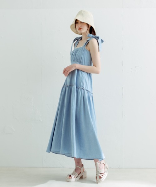 OLIVE des OLIVE(オリーブデオリーブ)の「【WEB・渋谷109店限定】リボンティアードキャミワンピース 1031090430(ワンピース・レディース・オフホワイト/イエロー/ラベンダー/サックスブルー/ピンク/ブラック・FREE)」の21枚目の写真