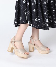 雑材巻き厚底プラットフォームサンダル