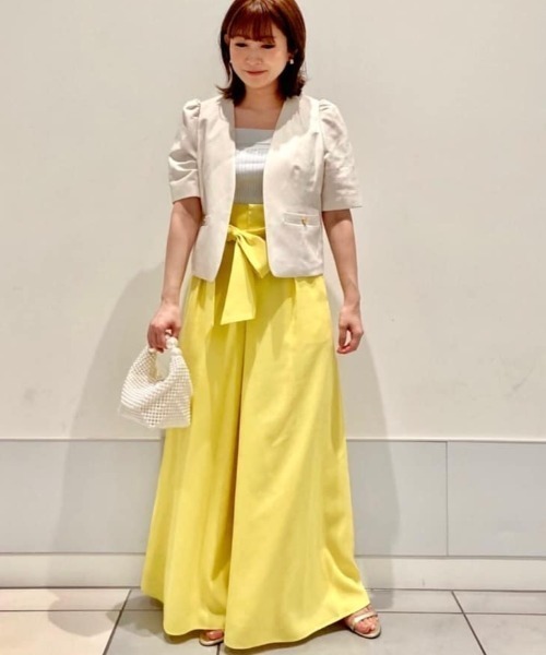 LOULOU WILLOUGHBY(ルルウィルビー)の「【LOULOU WILLOUGHBY】リネンライクワイドギャザーパンツ(その他パンツ・レディース・ブラック/ホワイト/イエロー・1/2)」の12枚目の写真