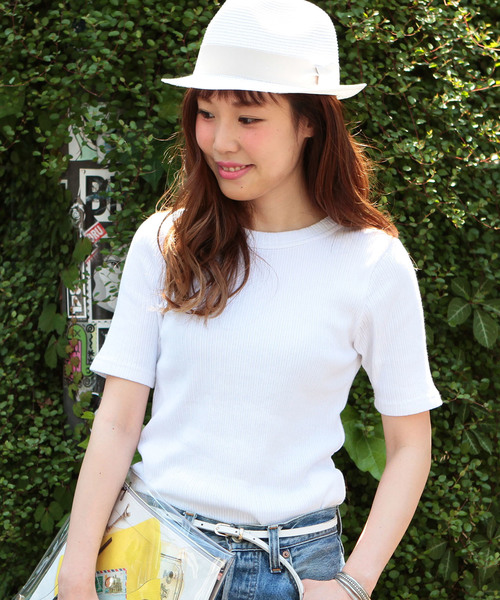 Another Edition（アナザーエディション）の「コットンリブショートスリーブ/AEBC　COリブ　SSL T◆（Tシャツ/カットソー・レディース・ホワイト/ブラック/オリーブ/ライトブルー・フリー）」の2枚目の写真