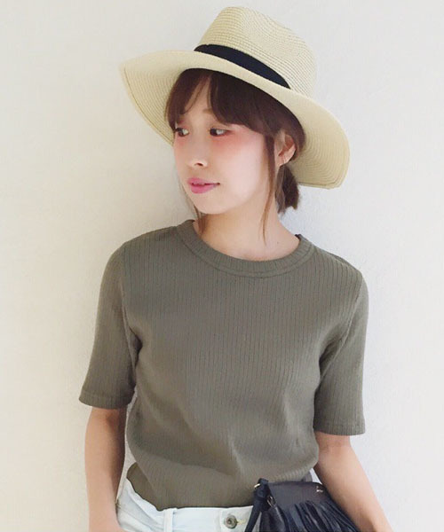 Another Edition（アナザーエディション）の「コットンリブショートスリーブ/AEBC　COリブ　SSL T◆（Tシャツ/カットソー・レディース・ホワイト/ブラック/オリーブ/ライトブルー・フリー）」の4枚目の写真