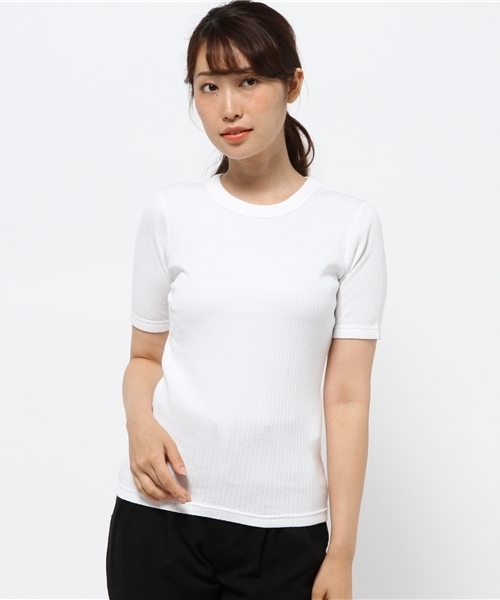 Another Edition（アナザーエディション）の「コットンリブショートスリーブ/AEBC　COリブ　SSL T◆（Tシャツ/カットソー・レディース・ホワイト/ブラック/オリーブ/ライトブルー・フリー）」の5枚目の写真