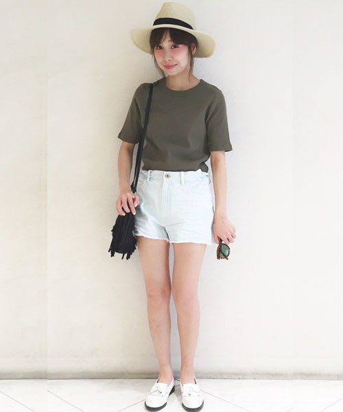 Another Edition（アナザーエディション）の「コットンリブショートスリーブ/AEBC　COリブ　SSL T◆（Tシャツ/カットソー・レディース・ホワイト/ブラック/オリーブ/ライトブルー・フリー）」の7枚目の写真