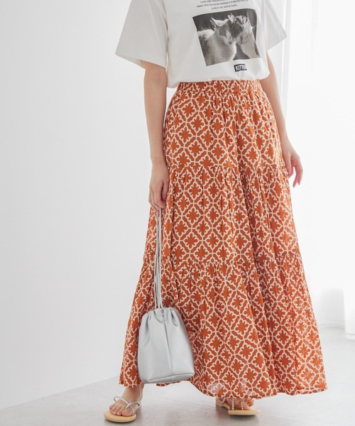 AMERICAN HOLIC（アメリカンホリック）の「ふんわりインドボイルスカート（スカート・レディース・ブラック/ネイビー/レッド/グリーン/オレンジ・L/M）」の5枚目の写真