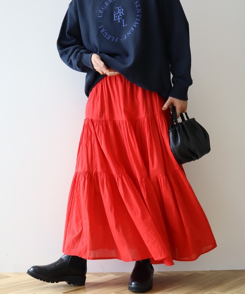 AMERICAN HOLIC（アメリカンホリック）の「ふんわりインドボイルスカート（スカート・レディース・ブラック/ネイビー/レッド/グリーン/オレンジ・L/M）」の7枚目の写真