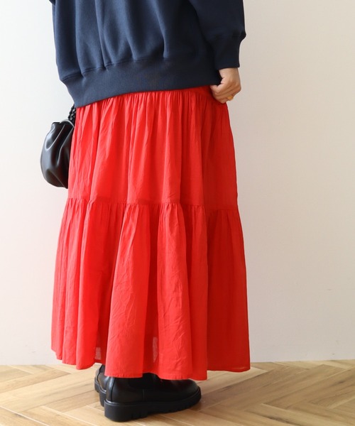 AMERICAN HOLIC（アメリカンホリック）の「ふんわりインドボイルスカート（スカート・レディース・ブラック/ネイビー/レッド/グリーン/オレンジ・L/M）」の8枚目の写真