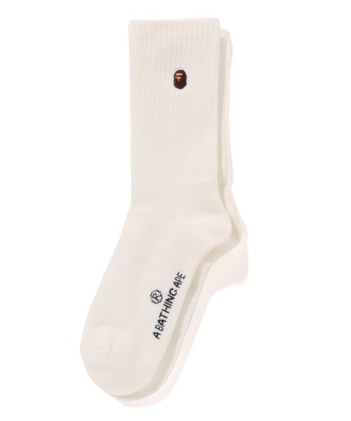 A BATHING APE（アベイシングエイプ）の「APE HEAD ONE POINT SOCKS M（ソックス/靴下・メンズ・ブラック/ベージュ/ネイビー/ホワイト/グレー/オリーブ・LARGE/MEDIUM）」の2枚目の写真