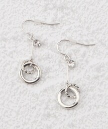◆プチダブルリングビジューフックピアス