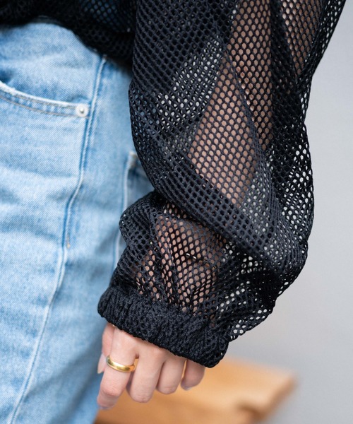 WEGO（ウィゴー）の「WEGO/メッシュパーカー（パーカー・レディース・ブラック/オフホワイト・FREE）」の6枚目の写真