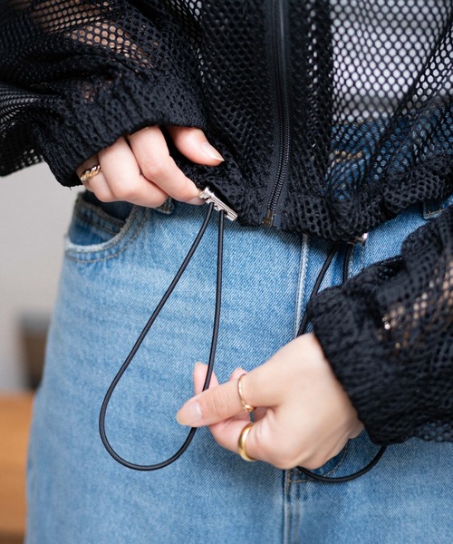 WEGO（ウィゴー）の「WEGO/メッシュパーカー（パーカー・レディース・ブラック/オフホワイト・FREE）」の7枚目の写真