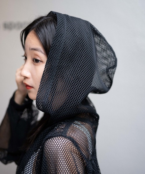 WEGO（ウィゴー）の「WEGO/メッシュパーカー（パーカー・レディース・ブラック/オフホワイト・FREE）」の8枚目の写真