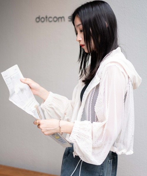 WEGO（ウィゴー）の「WEGO/メッシュパーカー（パーカー・レディース・ブラック/オフホワイト・FREE）」の10枚目の写真