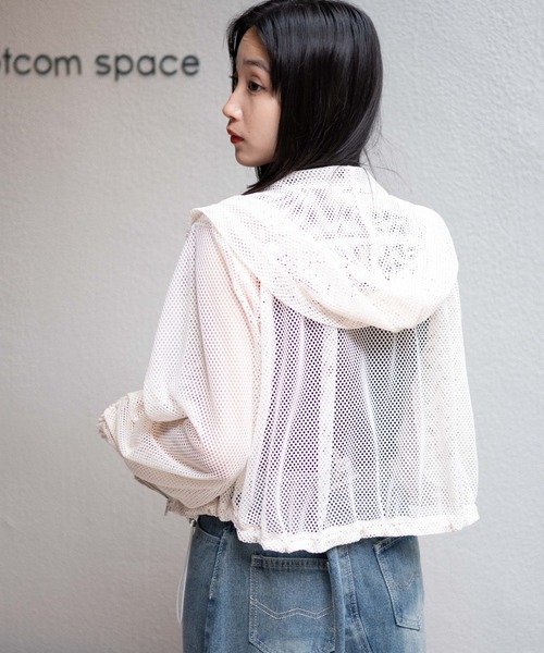 WEGO（ウィゴー）の「WEGO/メッシュパーカー（パーカー・レディース・ブラック/オフホワイト・FREE）」の11枚目の写真