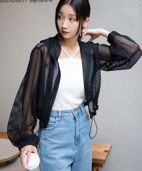 WEGO（ウィゴー）の「WEGO/メッシュパーカー（パーカー・レディース・ブラック/オフホワイト・FREE）」の13枚目の写真