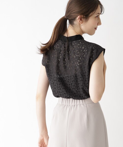 index（インデックス）の「◆オールレースボウタイブラウス/バンドカラー【洗濯機洗い可】（シャツ/ブラウス・レディース・ベージュ系その他7/チャコール/ホワイト系7・42/36/38/40）」の19枚目の写真