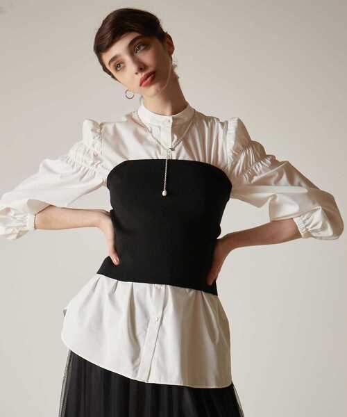 Tiara（ティアラ）の「ニットビスチェ（ニット/セーター・レディース・ブラック/キャメル・FREE）」の2枚目の写真