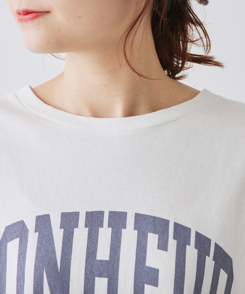 PUAL CE CIN(ピュアルセシン)の「カレッジロゴ ラウンドTシャツ(Tシャツ/カットソー・レディース・オフホワイト/スミクロ/ベージュ・FREE)」の20枚目の写真