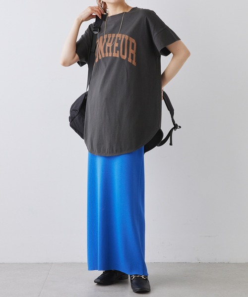PUAL CE CIN(ピュアルセシン)の「カレッジロゴ ラウンドTシャツ(Tシャツ/カットソー・レディース・オフホワイト/スミクロ/ベージュ・FREE)」の13枚目の写真