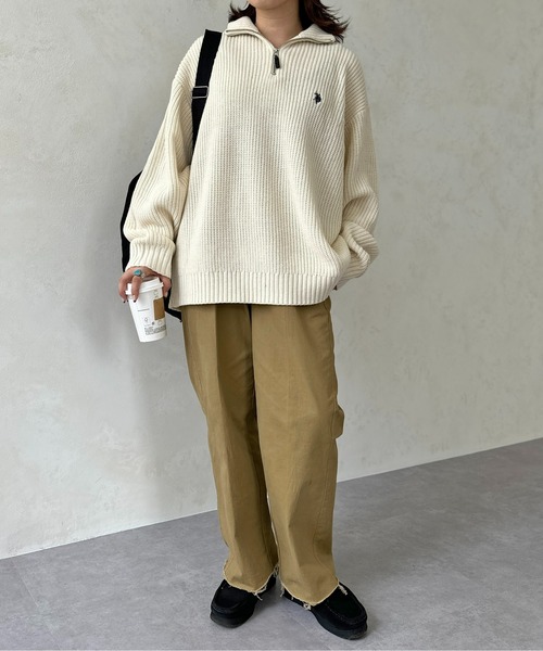 U.S. POLO ASSN.（ユーエスポロアッスン）の「1ポイント刺繍ハーフジップニット（ニット/セーター・メンズ・ブラック/グリーン/アイボリー/ホワイト系その他3/ネイビー/オフホワイト・LARGE/MEDIUM）」の15枚目の写真