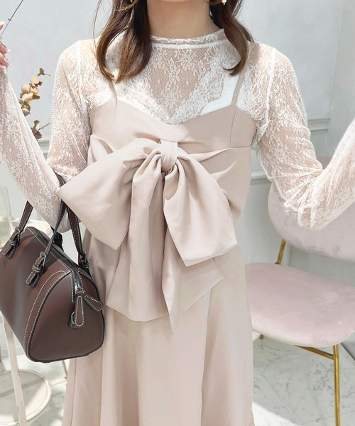 apres jour(アプレジュール)の「リボンキャミワンピース【ZOZOTOWN限定アイテム】(ワンピース・レディース・ブラック/ブラック系その他/ピンクベージュ・フリー/X-LARGE)」の22枚目の写真